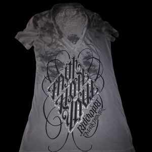 Red Chapter By Mark Palmer Ladies Graphic Tee Charcoal Sz Small "Faith"